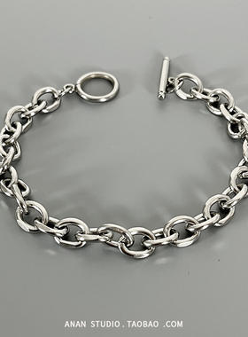 港风钛钢不掉色古巴链手链