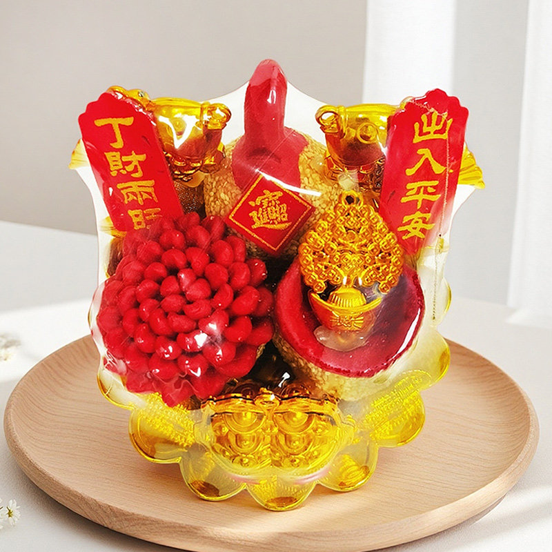 传统春节摆件石榴花茨菇煎堆丁财两旺吉祥三宝开业乔迁喜事装饰品,零食/坚果/特产,中式糕点/新中式糕点,淘宝优惠券,粉丝福利购,淘宝优惠卷