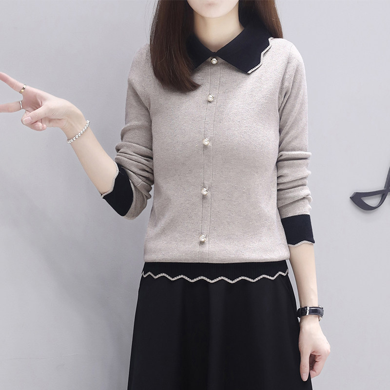 针织衫女春2025新款修身长袖上衣