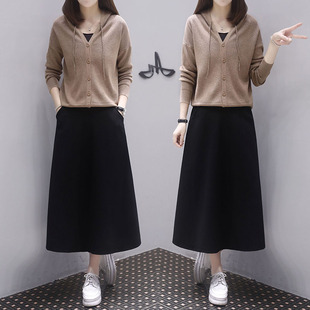 显瘦针织开衫 早秋裙两件套2025年新款 套装 气质时尚 两件套裙子 女款