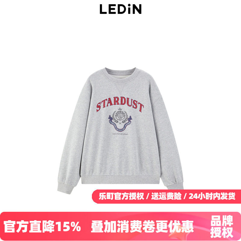 【商场同款】乐町学院字母圆领卫衣25冬季新款宽松卫衣C2CRE4301