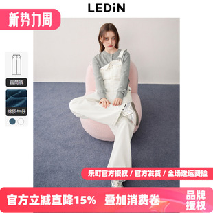 饰牛仔背带裤 复古风女洗水百搭裤 新款 美式 子 春季 乐町铆钉装