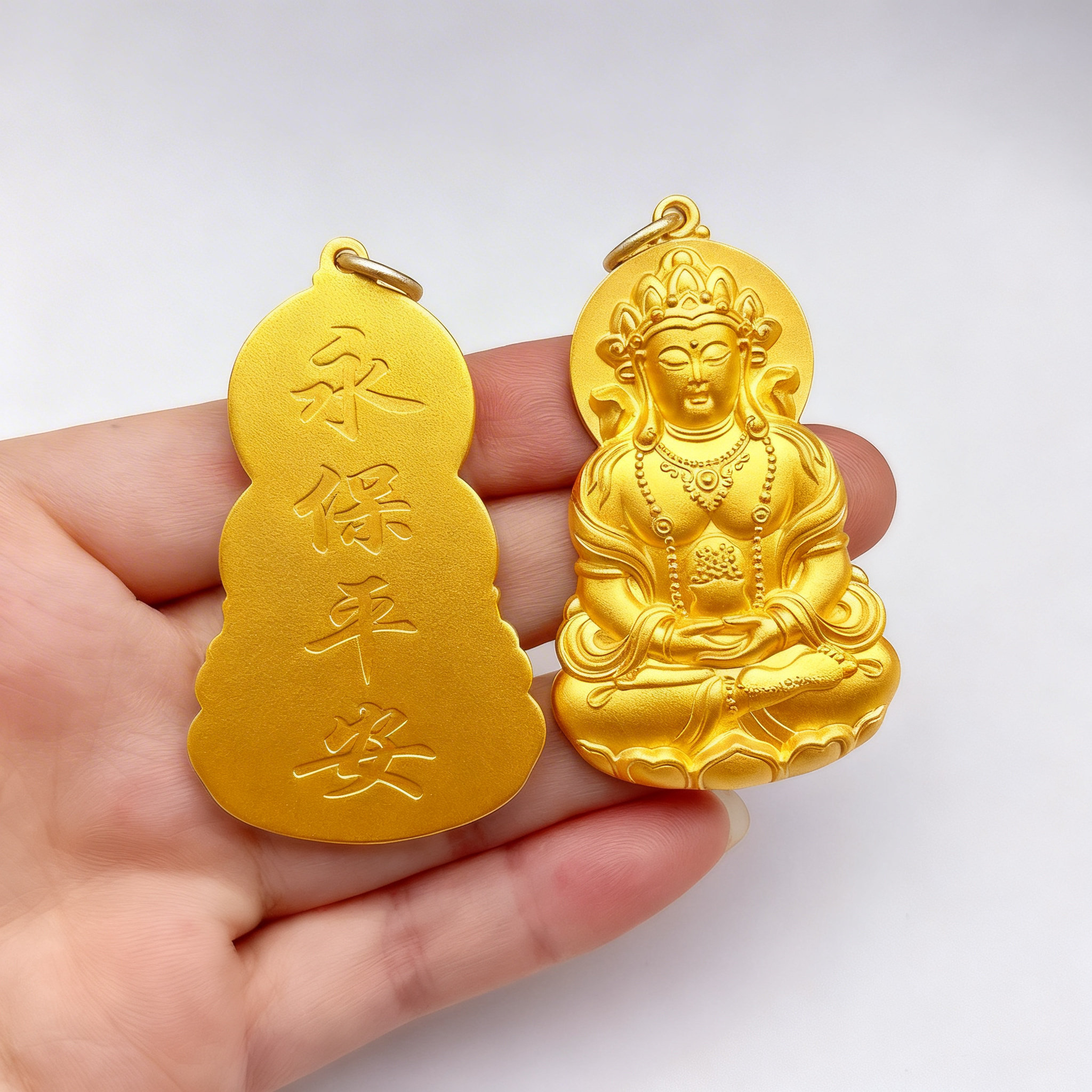 2026新款金包银金色新平安观音金包银佛像吊坠礼物饰品送朋友礼物