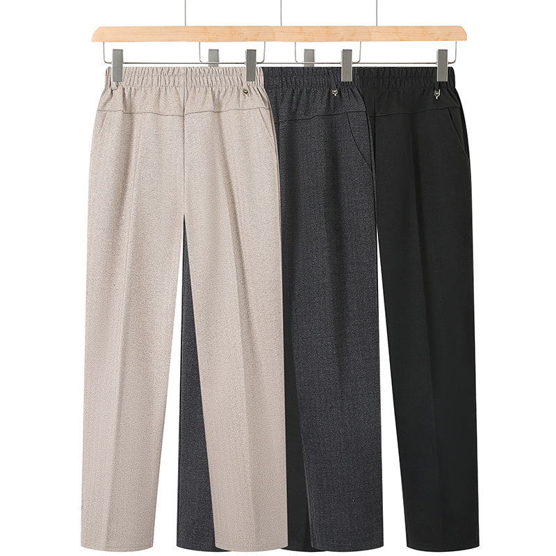 妈妈裤子春秋中年女士宽松直筒裤