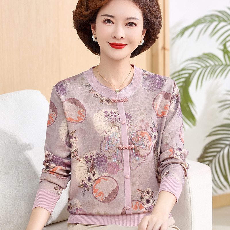 妈妈装新中式长袖T恤打底衫