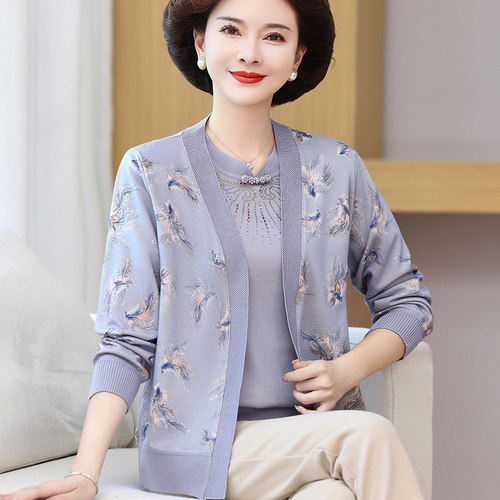 中年妈妈春秋新款上衣两件套女