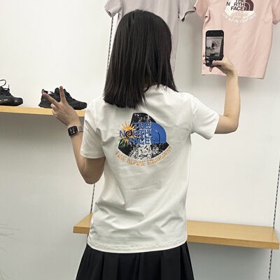 北面户外休闲印花圆领速干T恤女