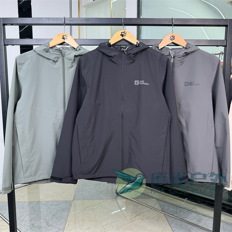 狼爪户外防水透气男士单层冲锋衣