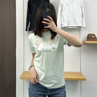 春夏新款 8ASM TheNorthFace北面户外女士透气印花休闲纯棉短袖 T恤