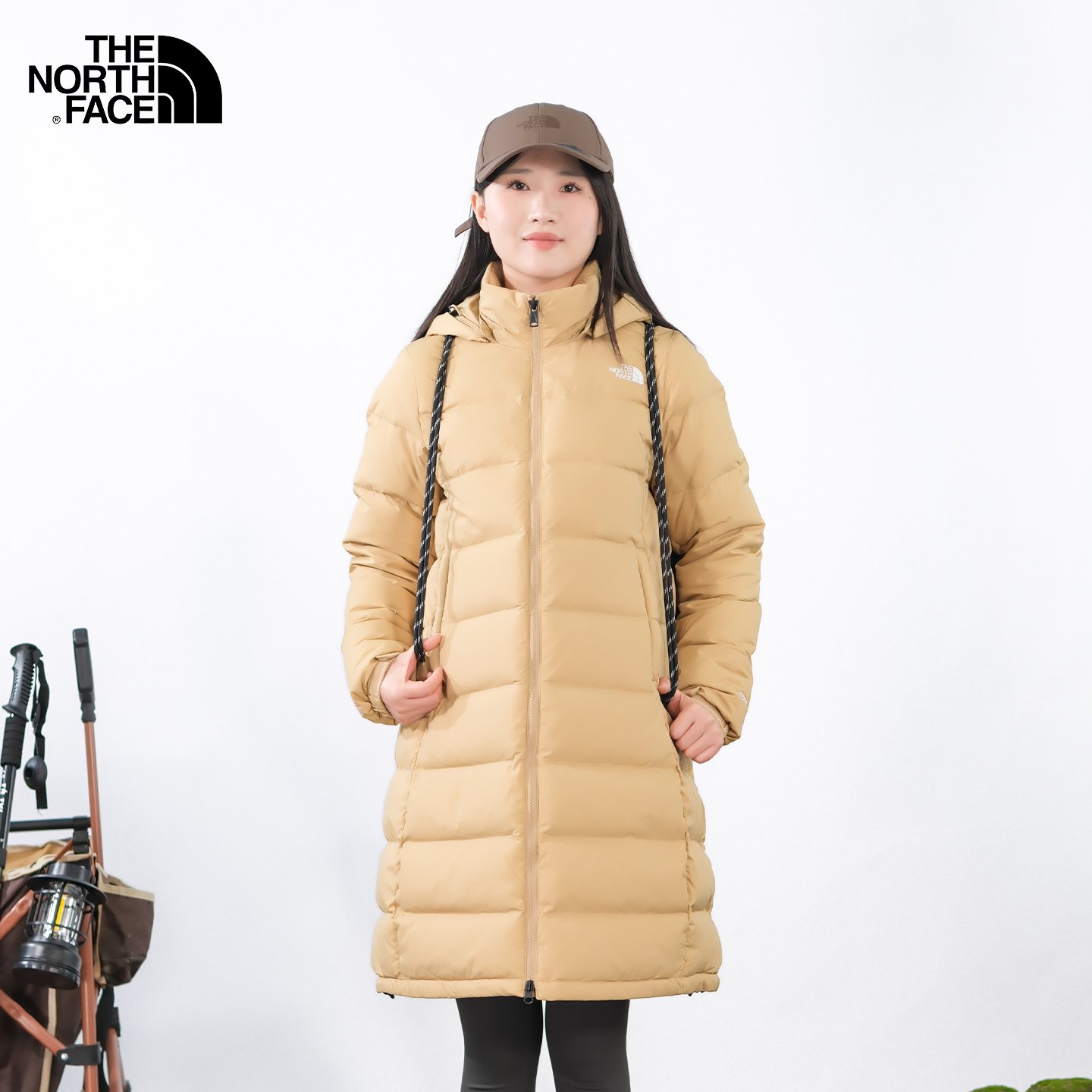 北面户外中长款550蓬鹅绒羽绒服