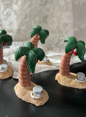 DIY苔藓微景观装饰摆件 zakka树脂仿真沙滩 椰树 水桶 摆台造型