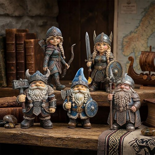 跨境新款 Viking Gnome Warrior Squad 维京地精战士小队树脂摆件