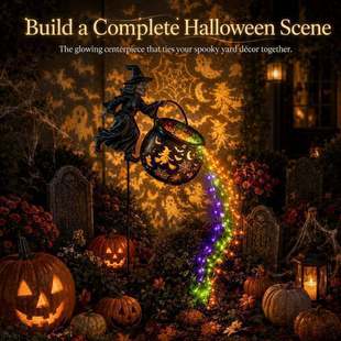 万圣节女巫坩埚花园灯Halloween Witch Cauldron Garden Light