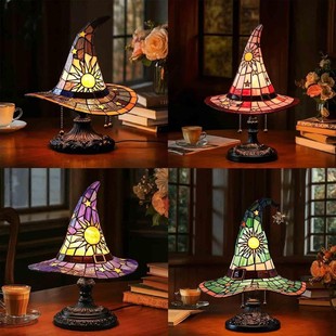 饰小夜灯 Lamps女巫帽子灯摆件魔幻灯光插头桌面装 跨境Witch Hat