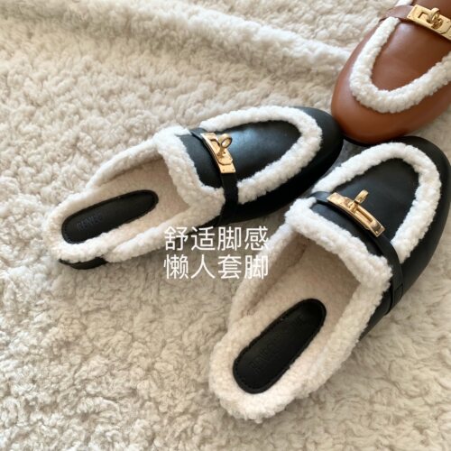养马风！万能懒人组 时髦过冬 ins博主老钱毛毛拖鞋穆勒半拖外穿