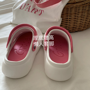 女 自留 ins韩国夏季 网红火龙果洞洞鞋 chic搭配百搭厚底沙滩凉拖鞋