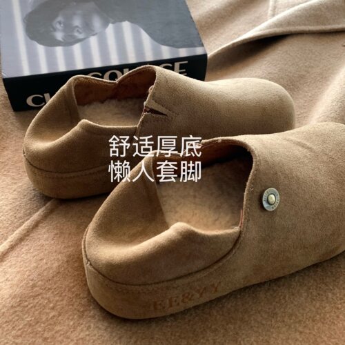 韩国ins女慵懒厚底勃肯毛毛鞋
