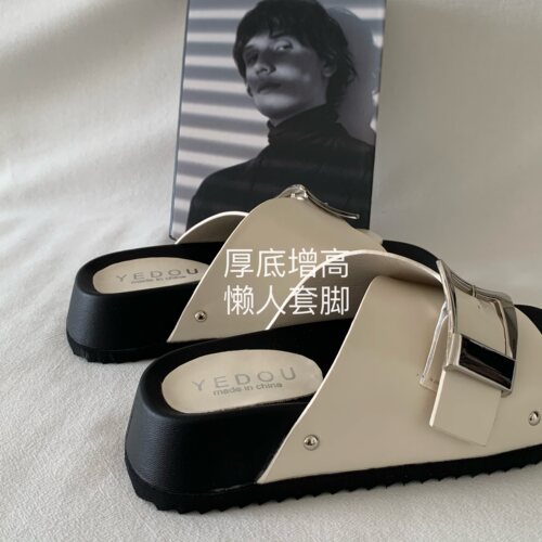 厚底韩版ins外穿一字拖鞋
