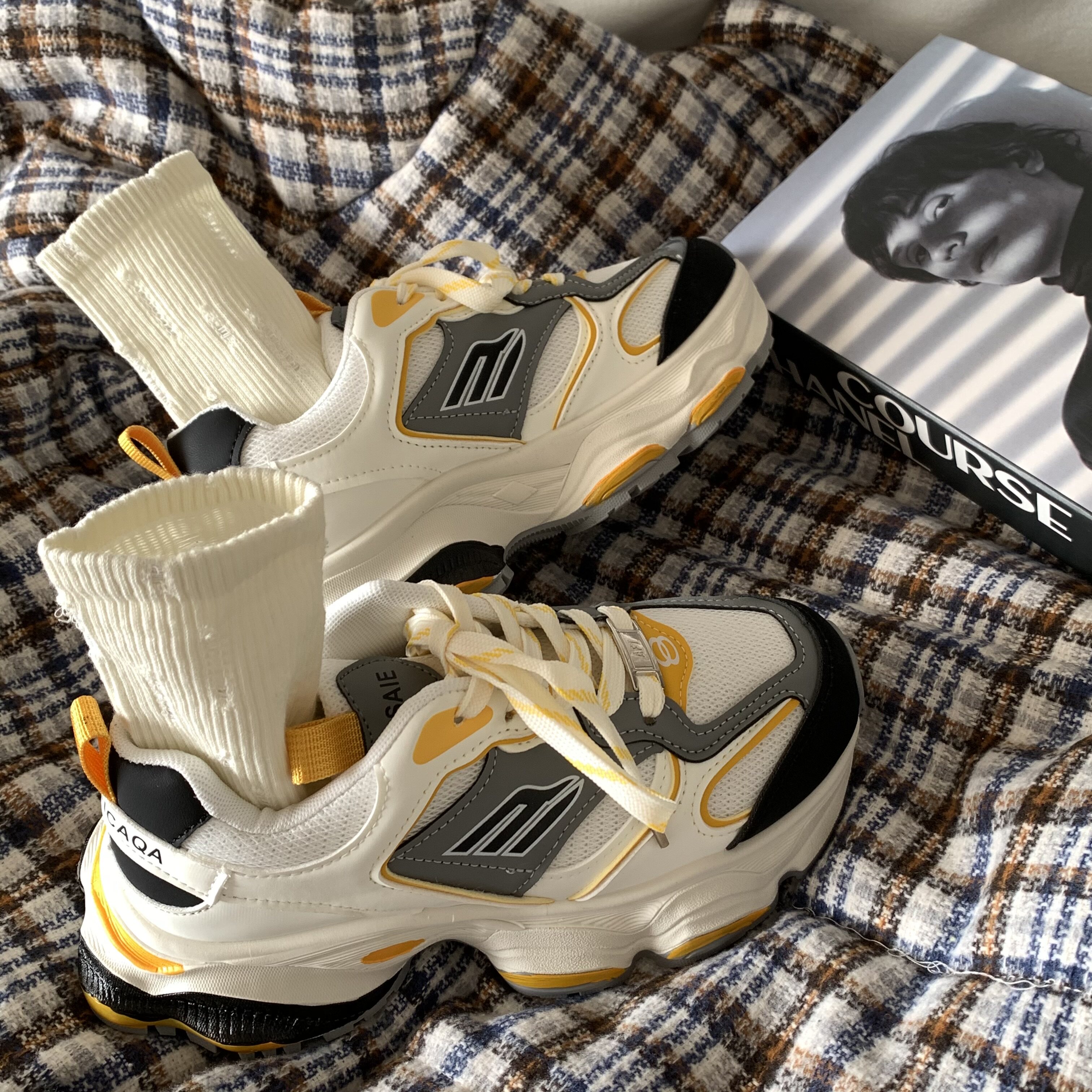 韩国ins港风厚底轮胎底榴莲鞋刘昊然款增高老爹鞋学生运动鞋女潮