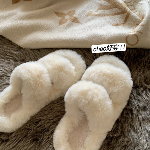 平底韩版ins外穿女毛毛拖鞋