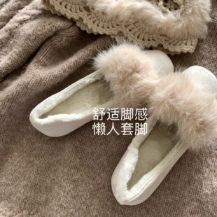 洛可琉璃~温柔仿水貂毛环保皮草毛毛鞋女INS加绒保暖晚晚鞋2026冬