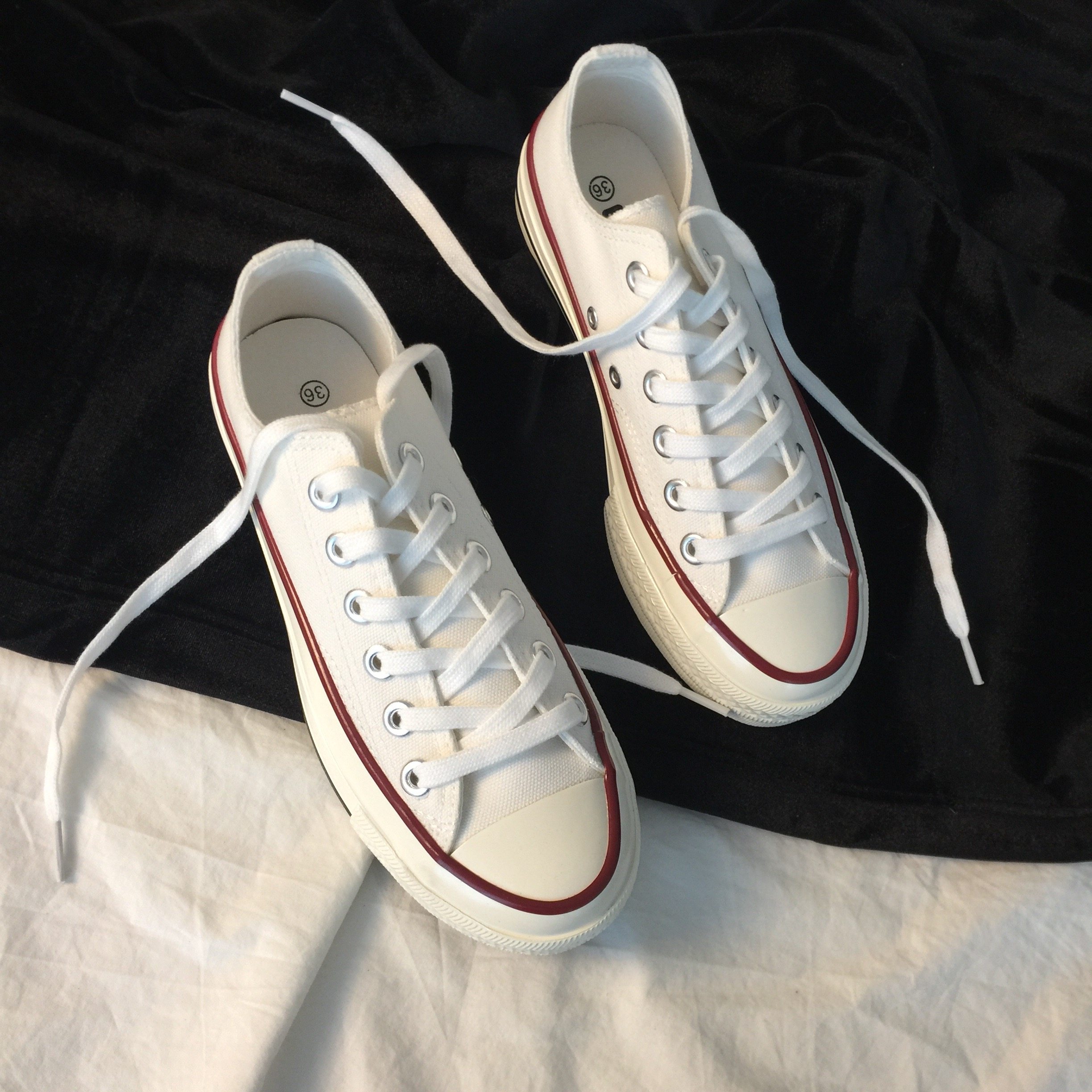 韩国ins春季新款一双万年百搭复古色休闲板鞋帆布鞋情侣款男女