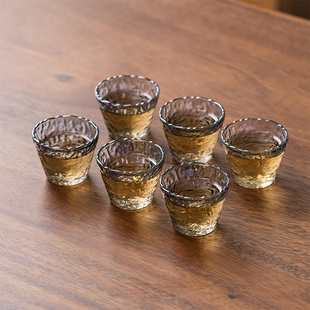 喝茶玻璃小茶杯家用功夫茶具套装透明水杯主人杯单杯女带把品茗杯