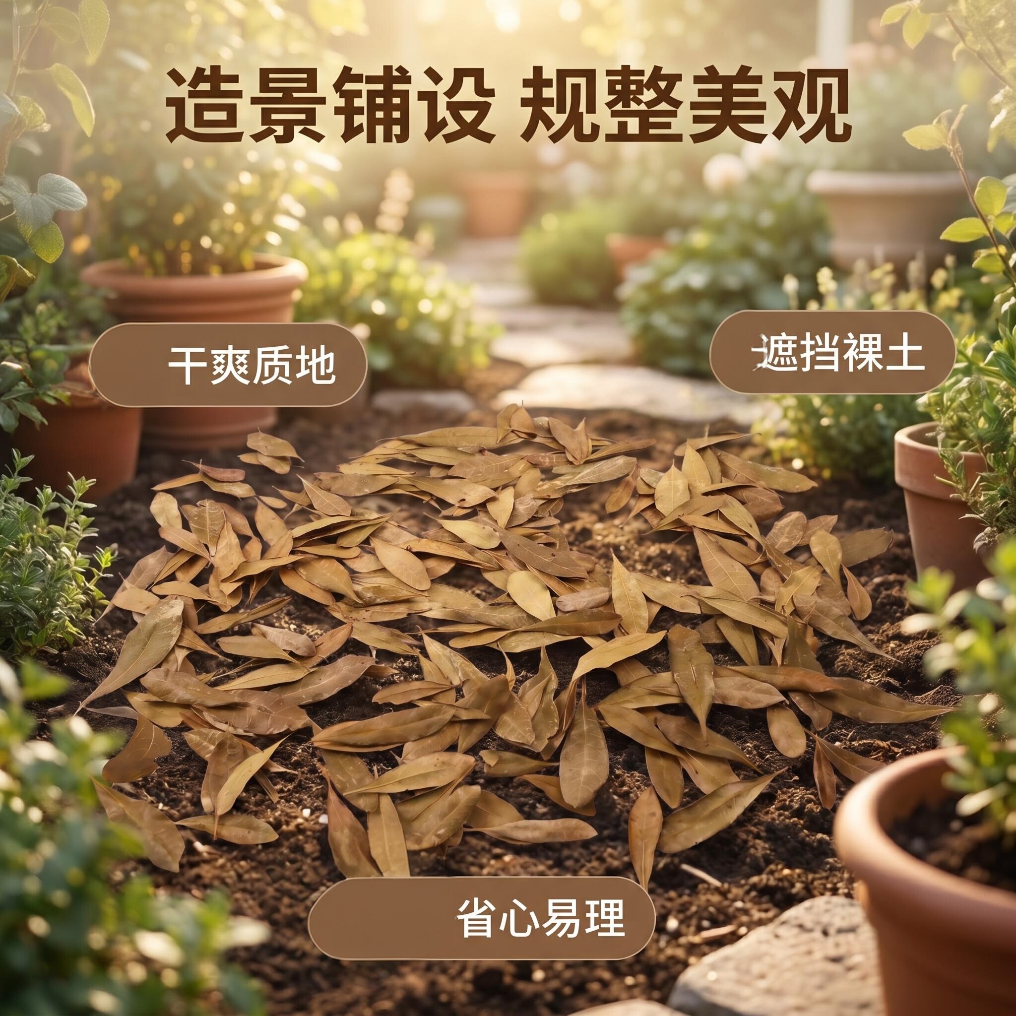 干杨梅叶平方铺设地面抑草造景