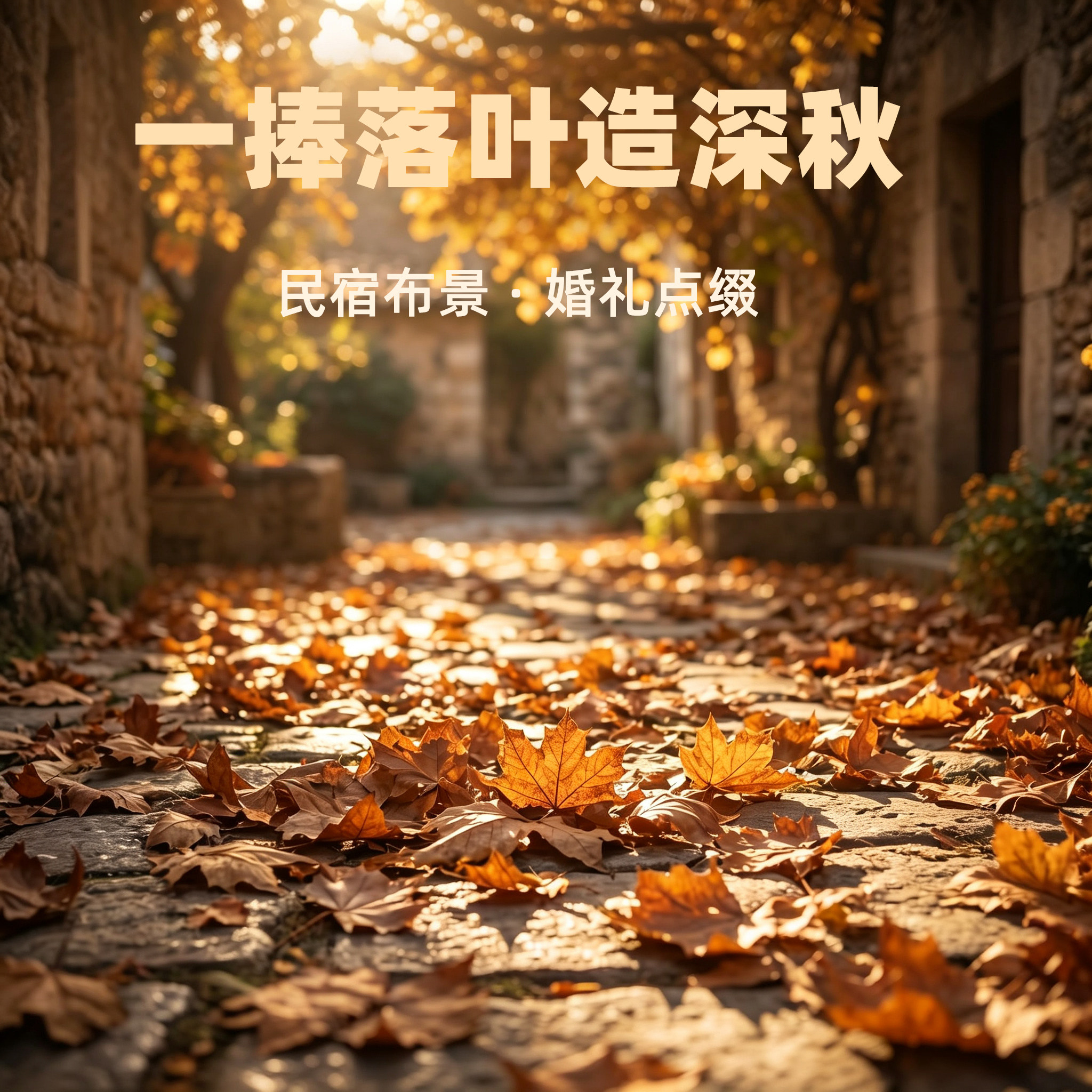 枫树叶铺设场地造景覆盖布景装饰