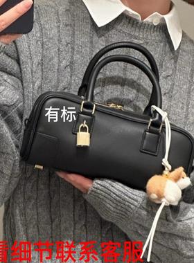 新款女包百搭波士顿高级感保龄球包包单肩斜挎包牛皮复古女士包包