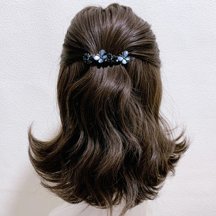 时尚简约蝴蝶发夹小号半扎发后脑勺弹簧夹水钻发卡侧边夹顶夹头饰