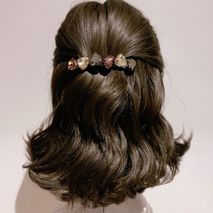 日韩高级感水晶发夹大号后脑勺发卡一字弹簧夹2025新款刘海夹顶夹