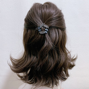气质水钻发夹女小号复古侧边夹高级感后脑勺青蛙扣夹子刘海夹顶夹