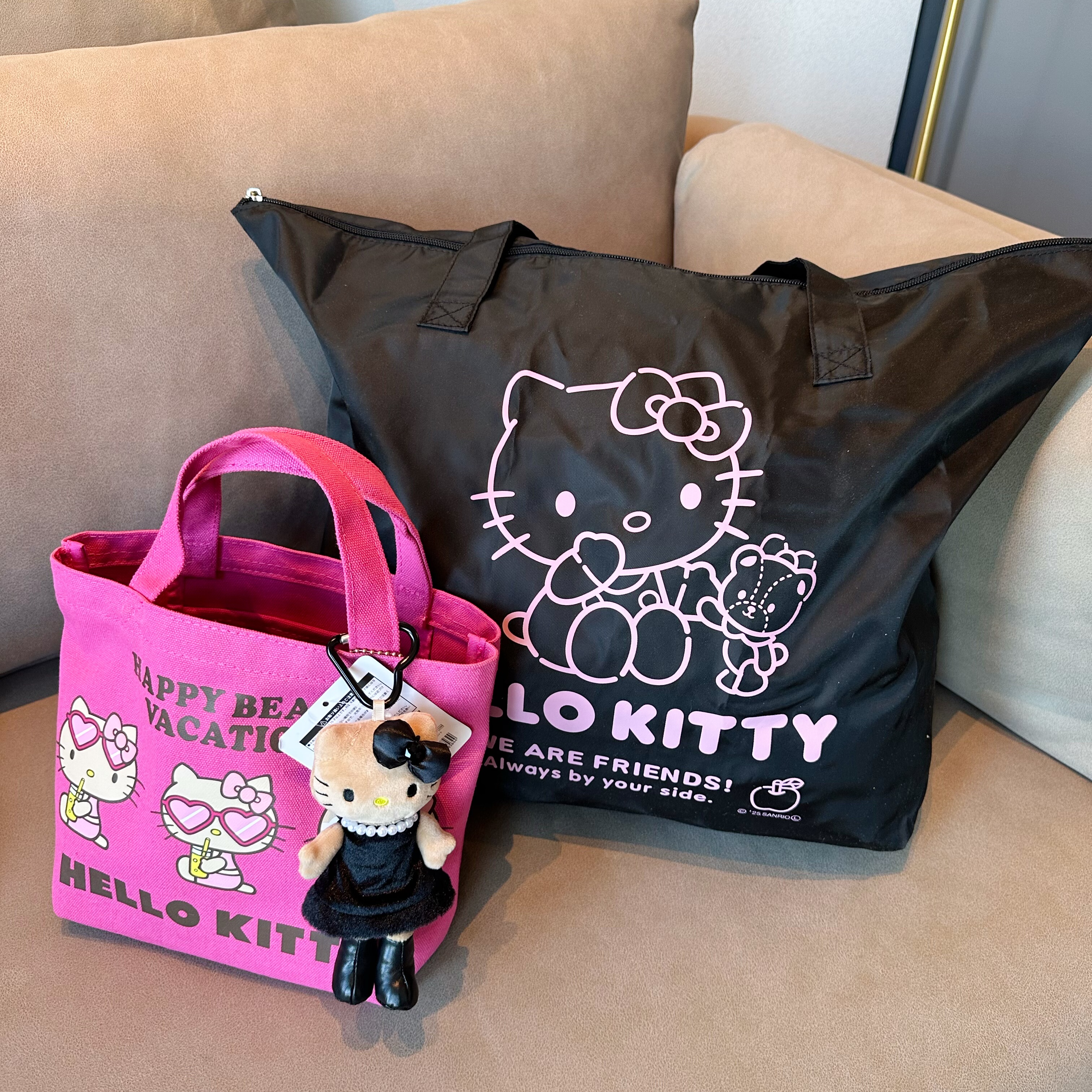 日系大容量防泼水轻巧卡通可套拉杆箱上旅行袋短途行李袋单肩手提