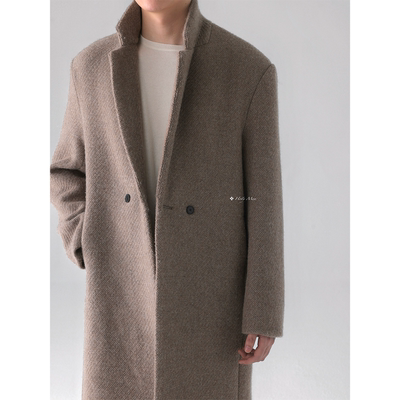 HolyMen羊驼羊毛中长款毛呢大衣