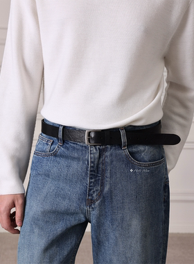 HolyMen |意大利油蜡马皮褶皱肌理无压线一体式真皮腰带皮带男