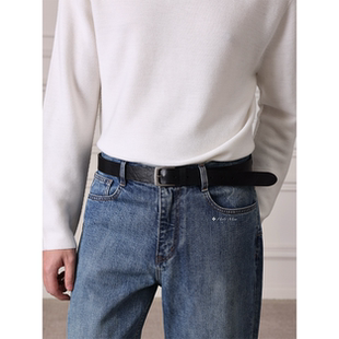 HolyMen |意大利油蜡马皮褶皱肌理无压线一体式真皮腰带皮带男