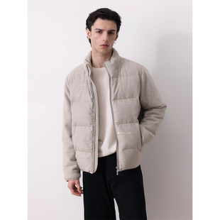 HolyMen ｜纯羊毛拼接针织肌理感鹅绒轻薄羽绒服外套