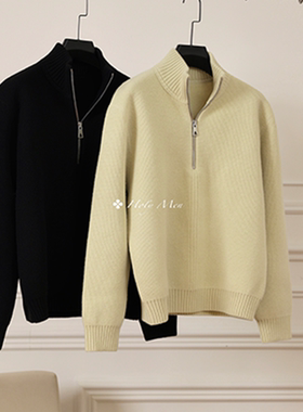 HolyMen重磅“VIRGIN WOOL”纯羊毛初剪羊毛17.5微米拉链高领毛衣