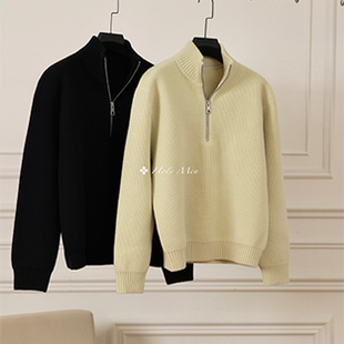 纯羊毛初剪羊毛17.5微米拉链高领毛衣 WOOL HolyMen重磅 VIRGIN