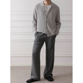 华夫格新澳纯羊毛针织开衫 HolyMen 25FW 休闲通勤毛衣外套