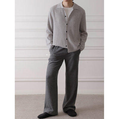 HolyMen华夫格纯羊毛开衫外套