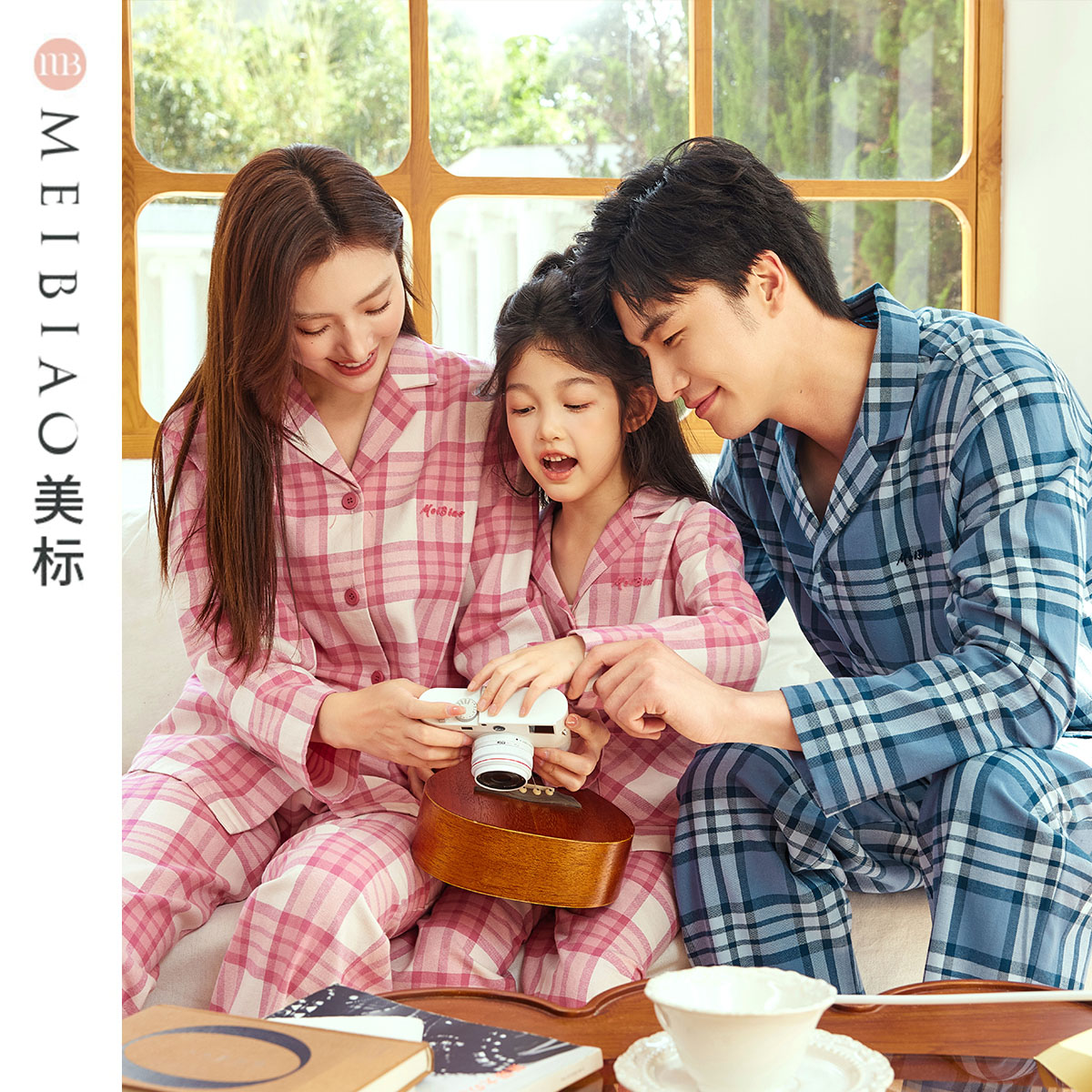 美标秋冬新款纯棉女士睡衣情侣梭织磨毛全棉格子套装男士家居服