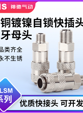sns神驰快速接头C式自锁公母头全铜气动pu管微型纯铜sm10s/20s