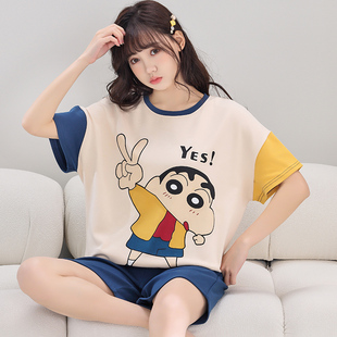 2024新款 可爱卡通夏天薄款 睡衣女夏季 纯棉短袖 休闲大码 家居服套装
