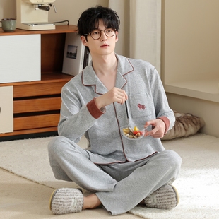 2026秋冬季德绒衬衫领睡衣男士长袖可外穿男式保暖羊绒家居服套装