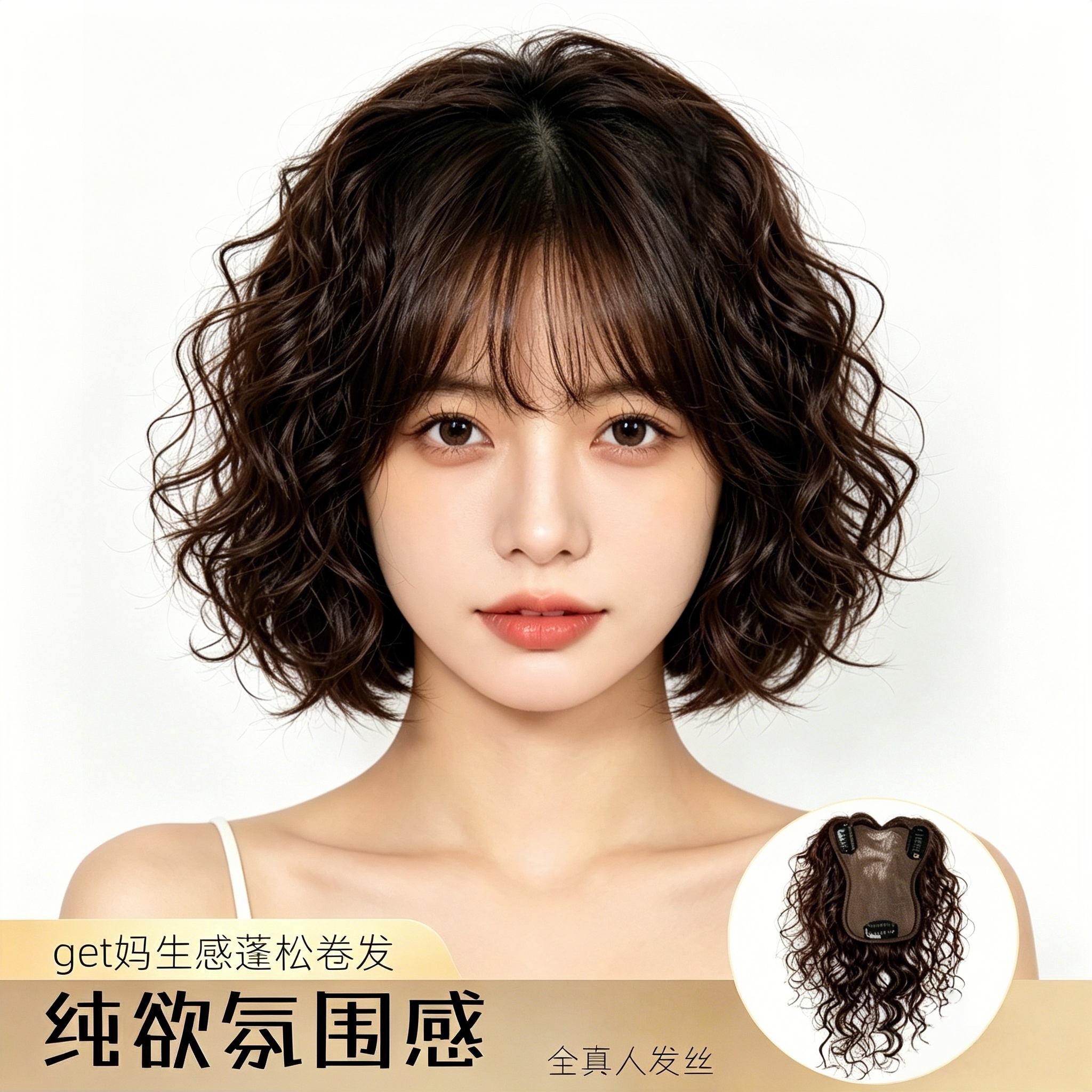 韩式慵懒全真发卷发减龄百搭