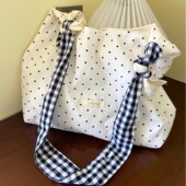 新款 热销斜挎包波点帆布包2025少女通勤清新大容量单肩小众托特