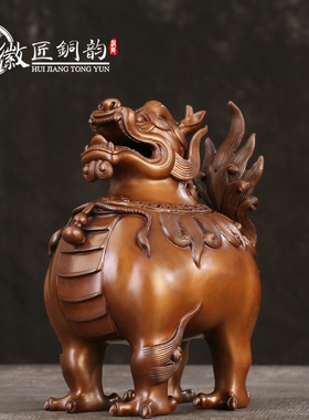 紫铜瑞兽四足香炉香炉