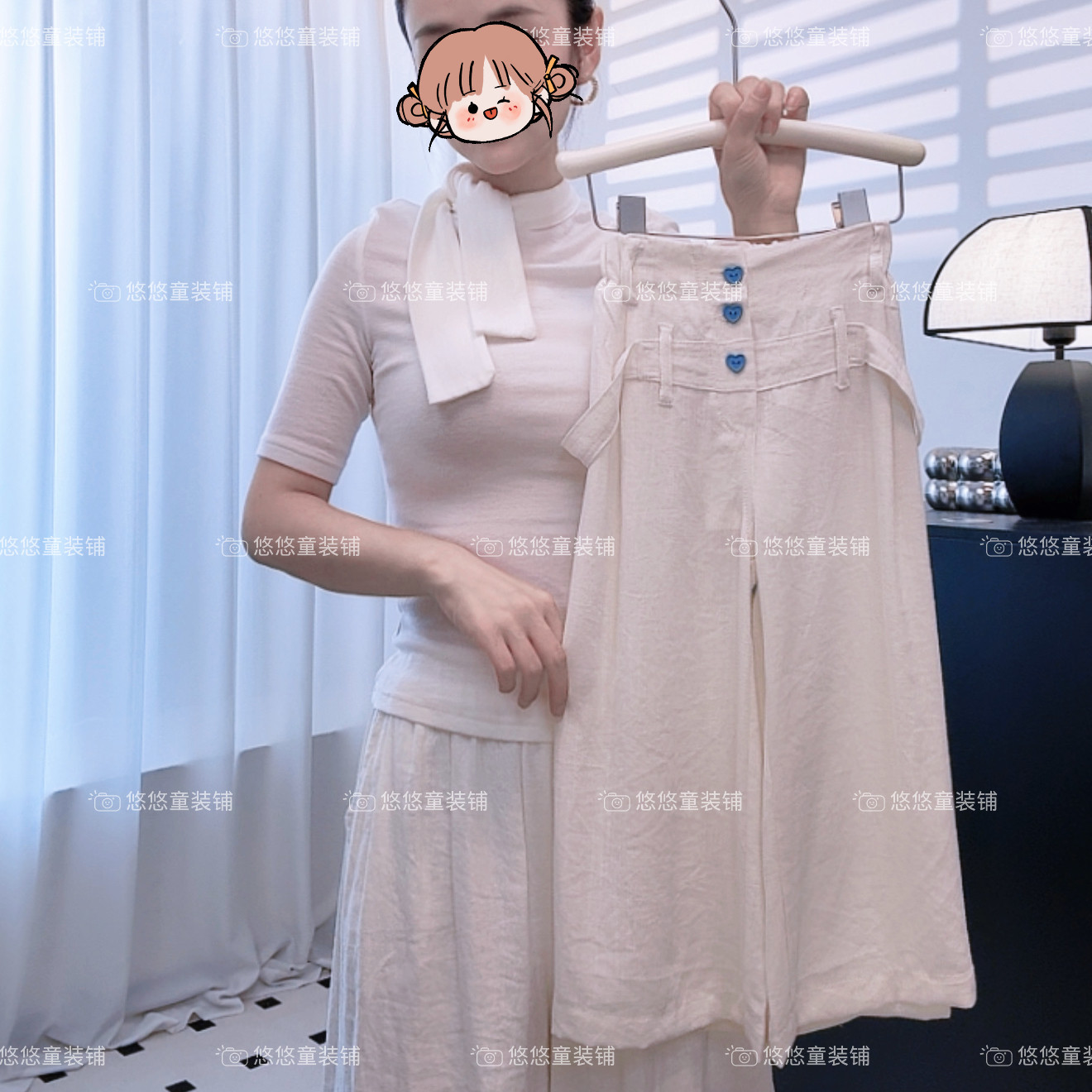 夏季透气女童韩系小众设计百搭休闲网纱屁帘九分裤